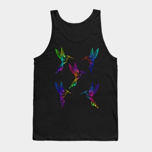 Neon Rainbow Hummingbirds Tank Top